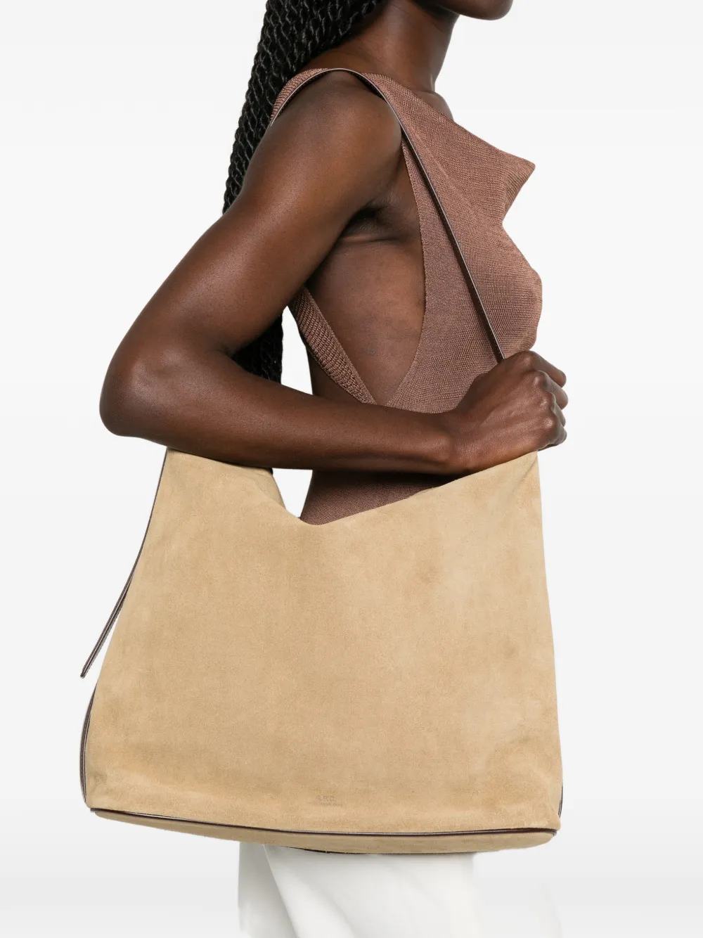 A.P.C. BLD grote schoudertas met suède afwerking Bruin