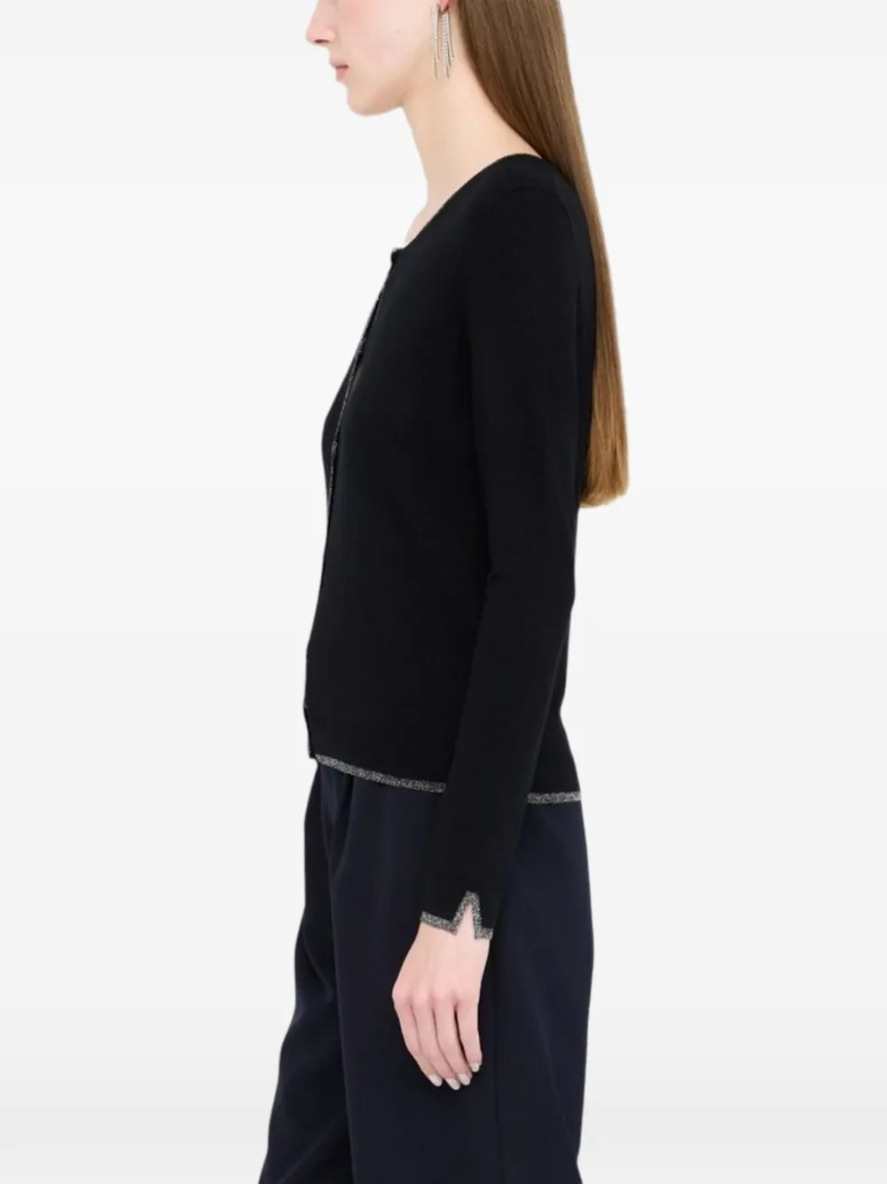 LIU JO Vest met lurex afwerking en verfraaide knopen Zwart