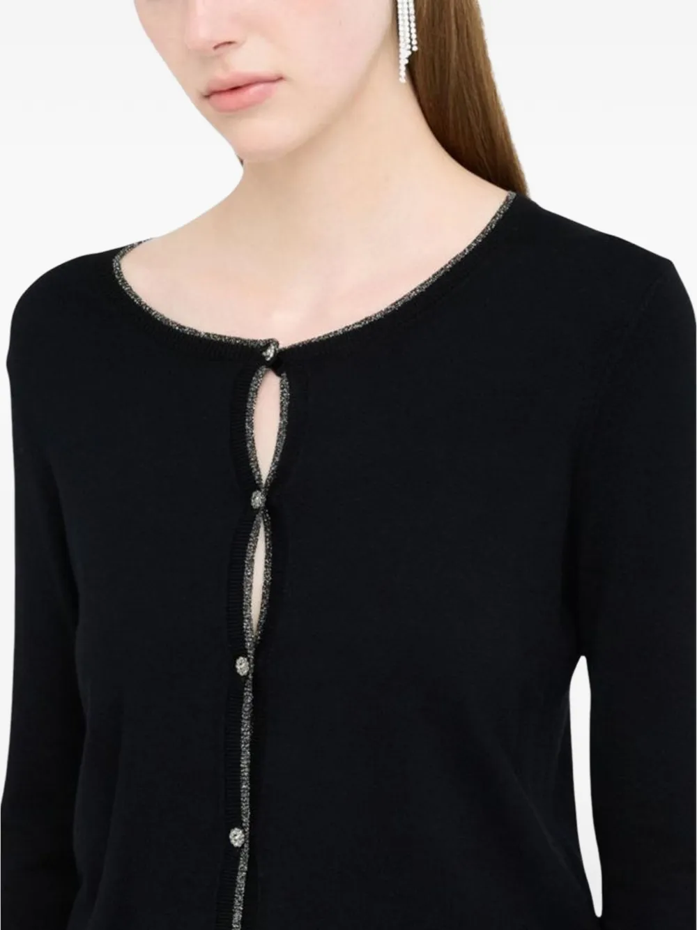 LIU JO Vest met lurex afwerking en verfraaide knopen Zwart