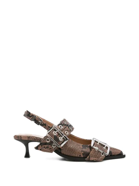 GANNI snake-effect mules