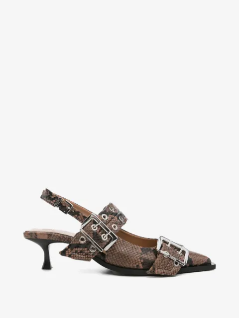 GANNI snake-effect mules