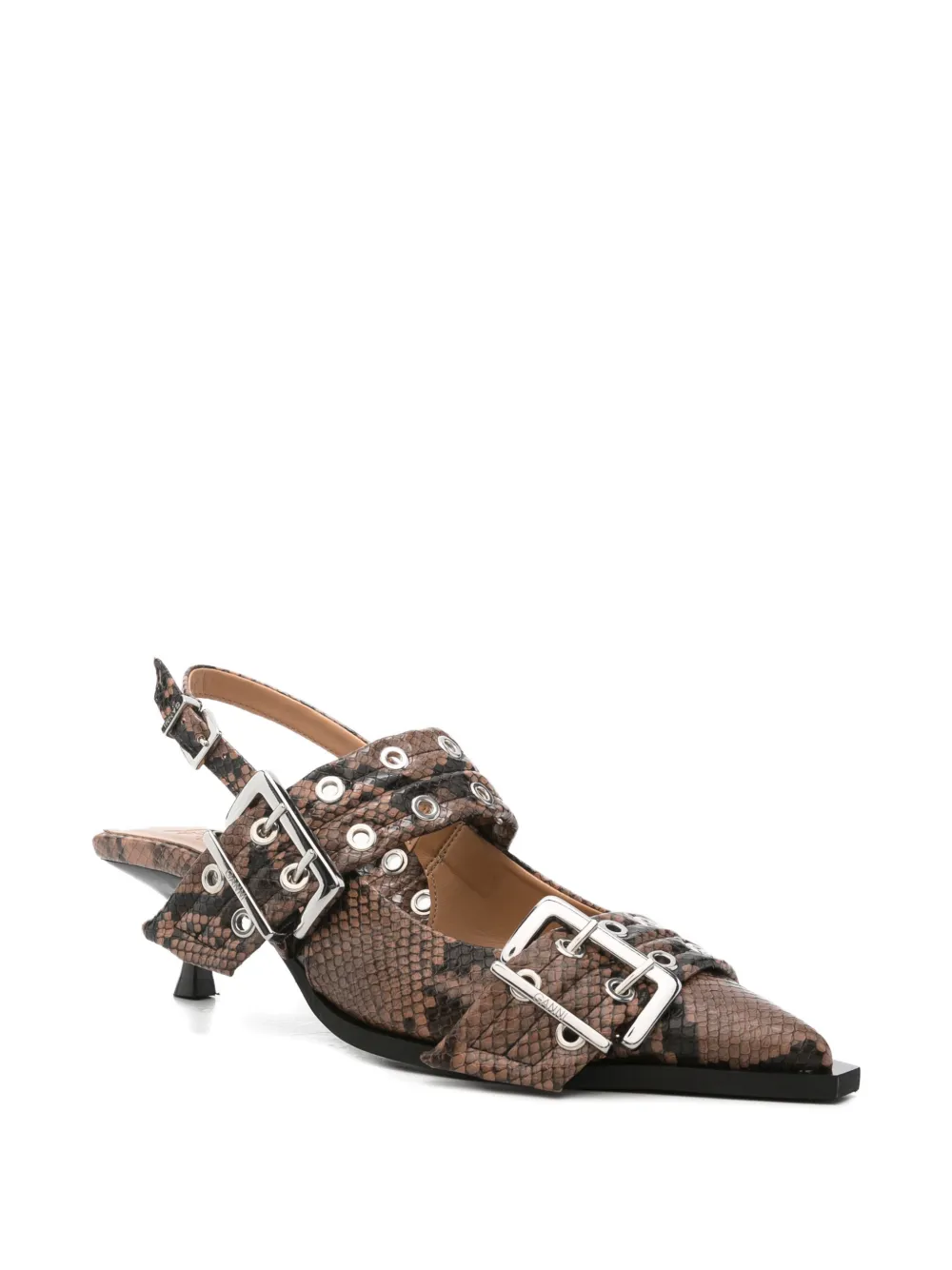 GANNI snake-effect mules Bruin