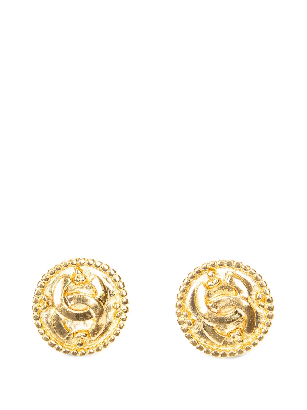 CHANEL Pre-Owned Interlocking CC clip-on earrings - Gold