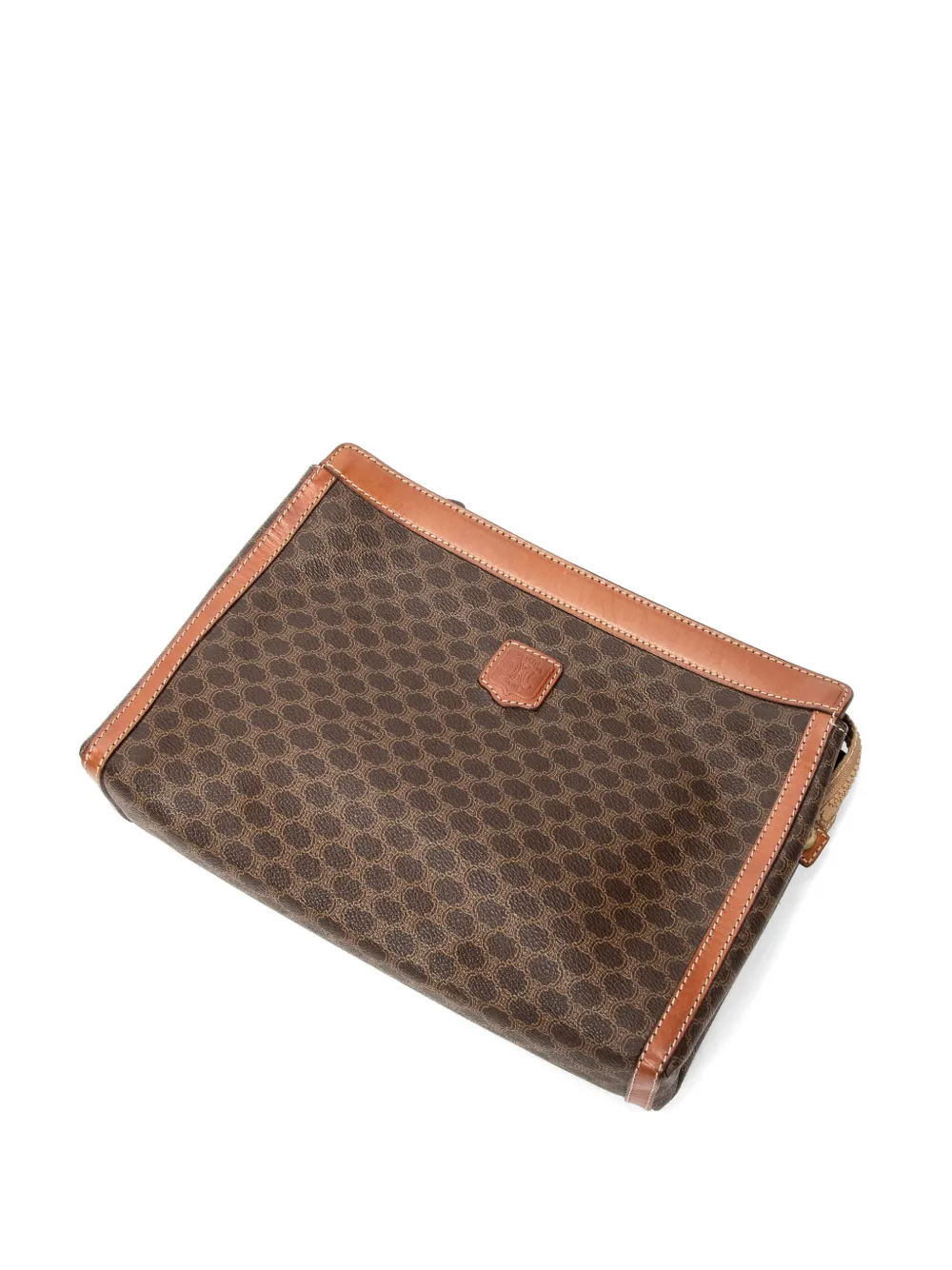 Celine Pre-Owned Macadam leather-trim clutch bag - Brown