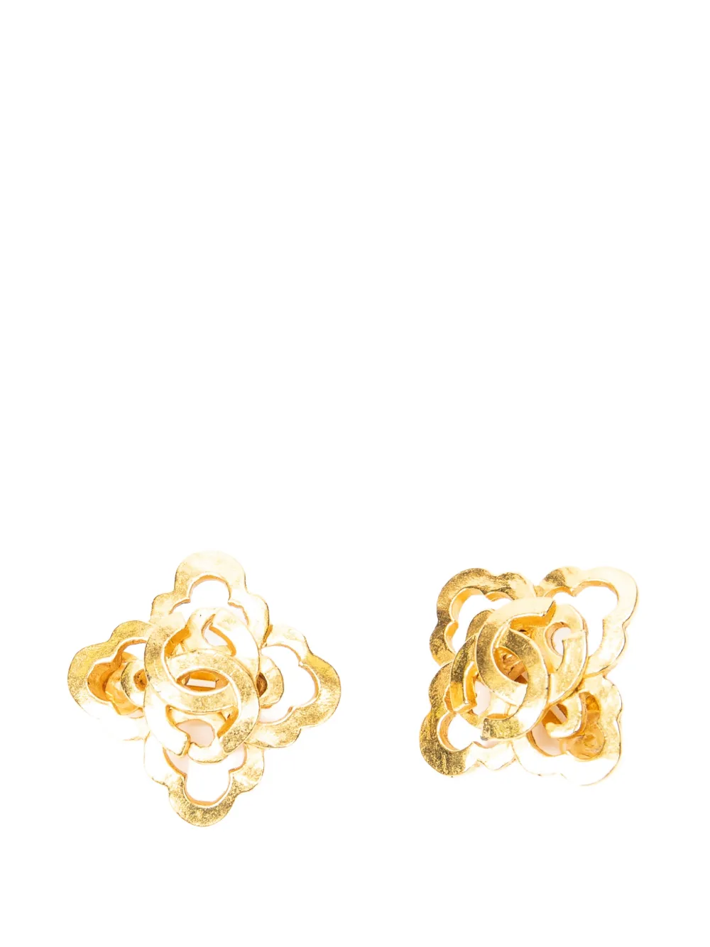 CHANEL Pre-Owned 1997 Interlocking CC quatrefoil earrings - Oro