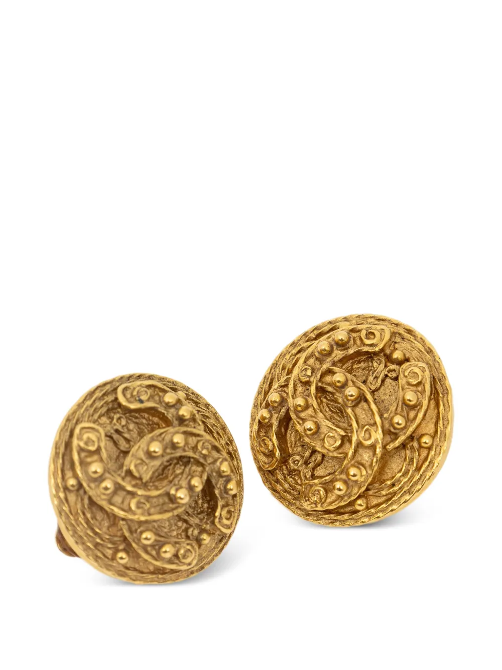 CHANEL Pre-Owned 1994 Interlocking CC clip-on earrings - Oro
