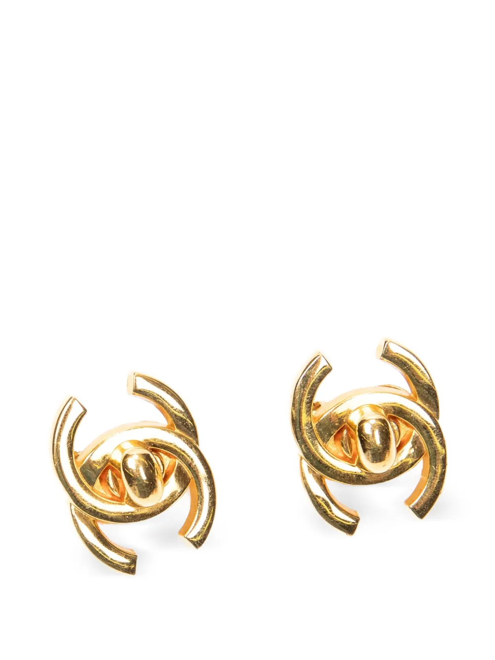 CHANEL Pre-Owned CC Ohrringe mit Drehverschluss - Gold