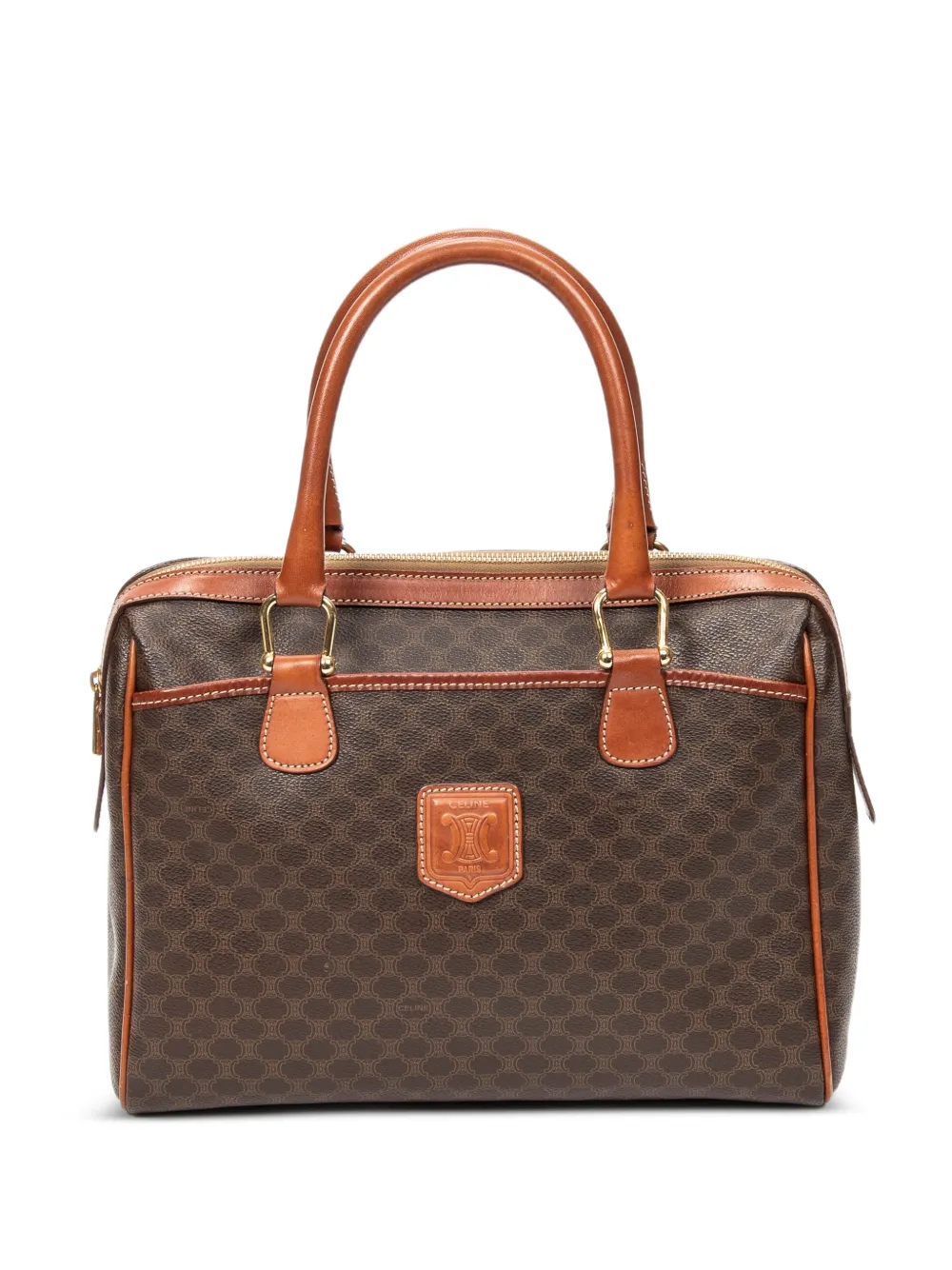 Celine Pre-Owned small Boston leather-trim tote bag - Braun