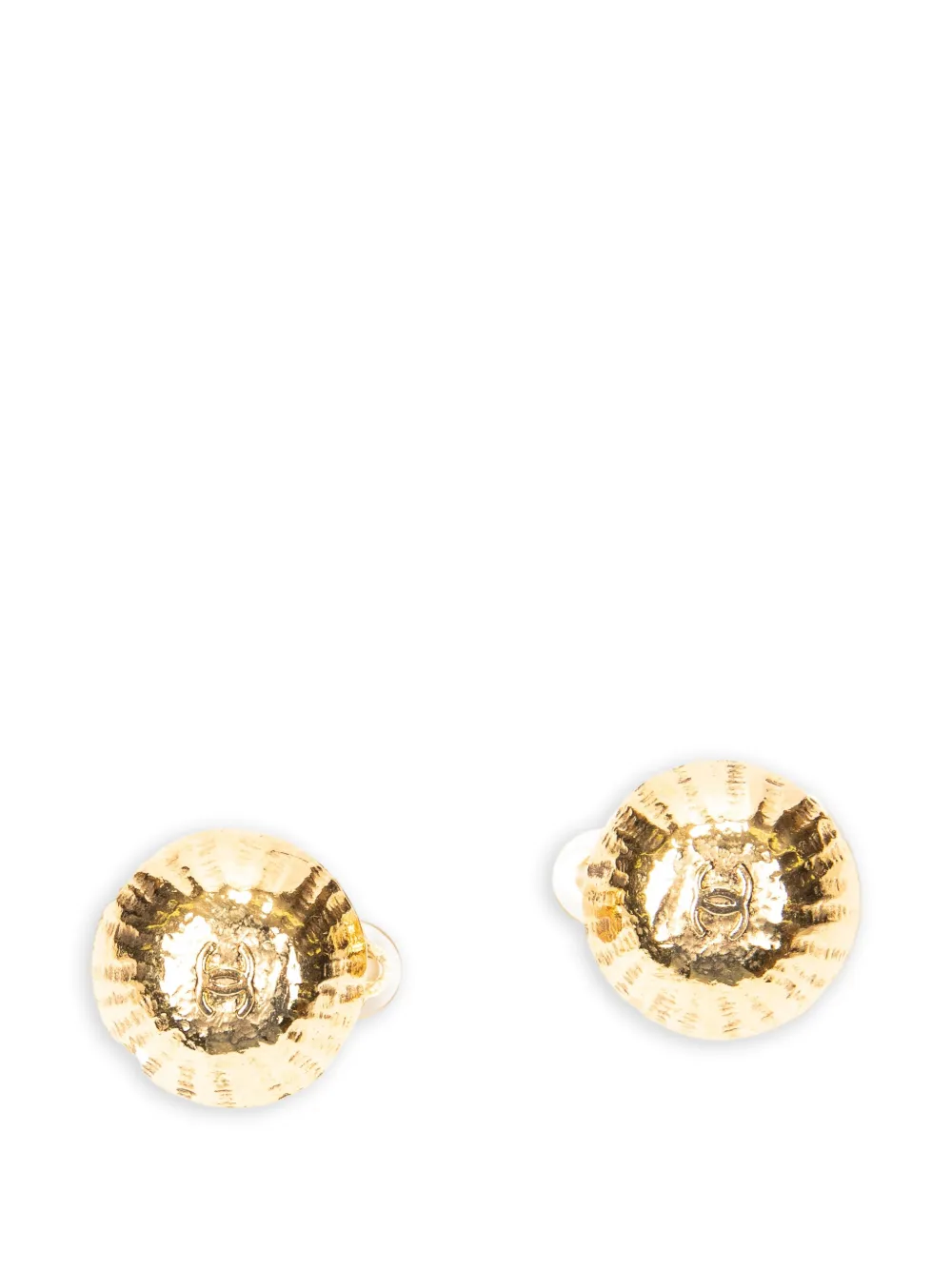 CHANEL Pre-Owned Interlocking CC hammered earrings - Oro