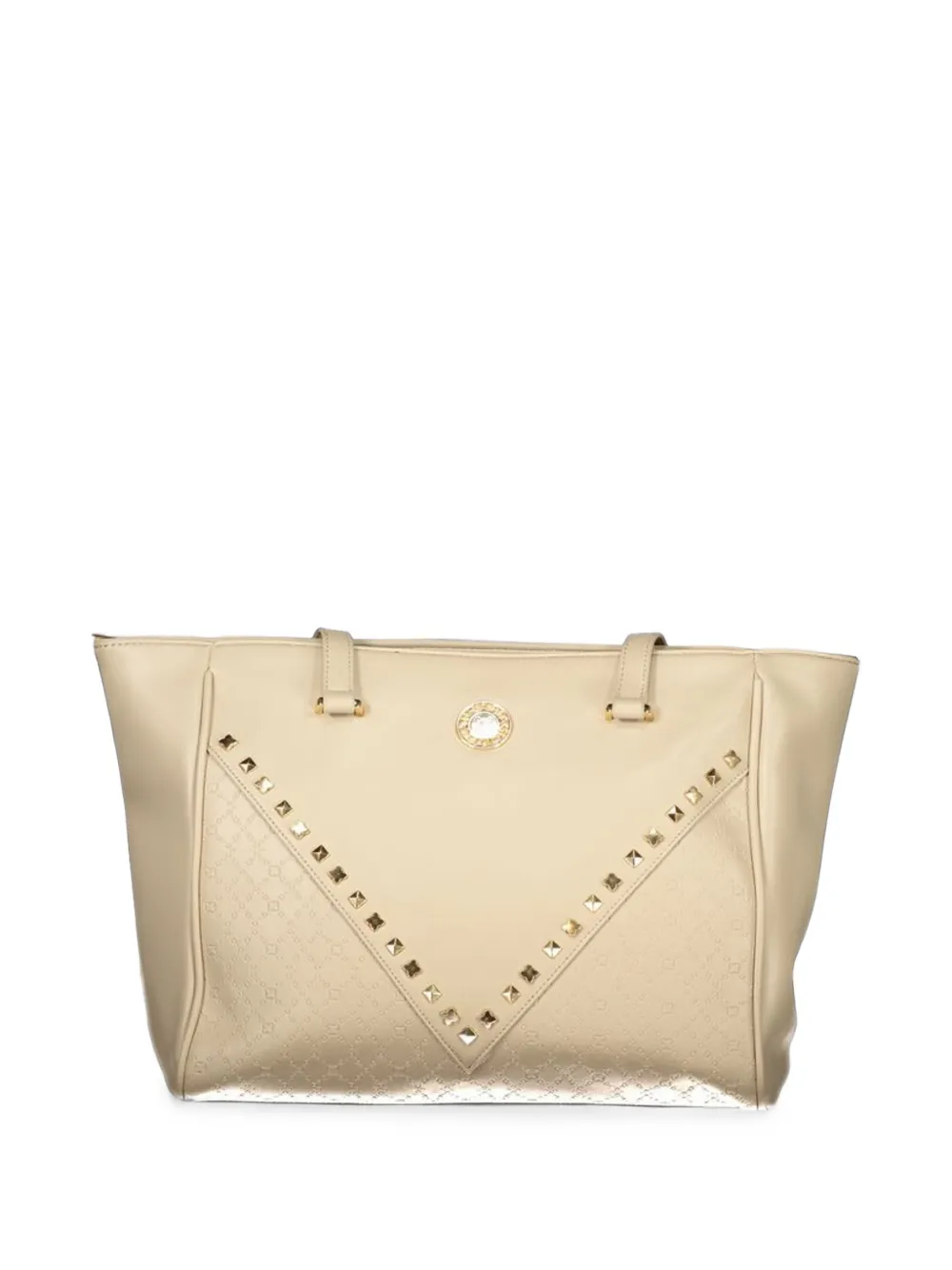 Laura Biagiotti stud-embellished monogram-pattern tote bag - Tons neutres Laura Biagiotti stud-embellished monogram-pattern tote bag - Tons neutres