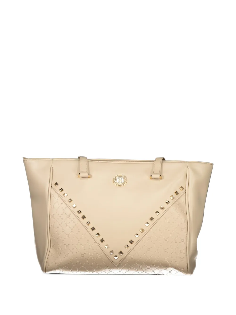 Laura Biagiotti stud-embellished monogram-pattern tote bag Beige