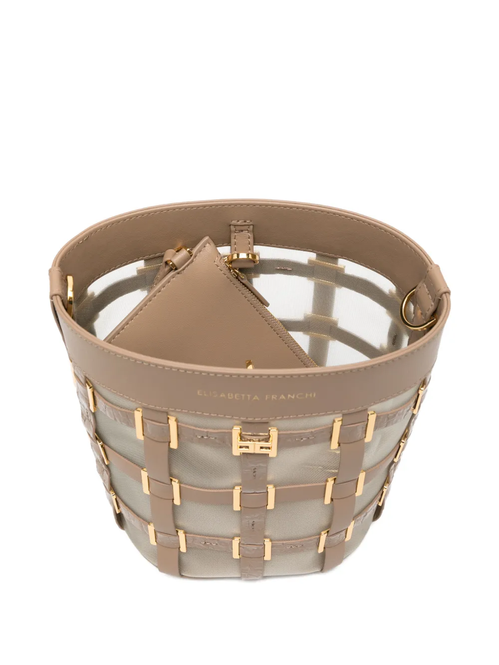 Elisabetta Franchi Bucket-tas met logo Beige