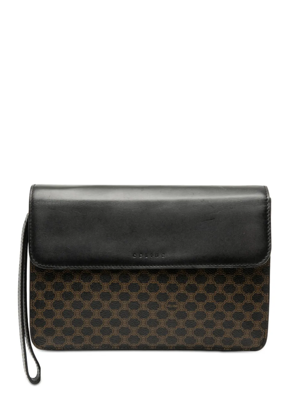 Celine Pre-Owned 2000 Macadam Coated Canvas and Leather clutch bag - Marrone