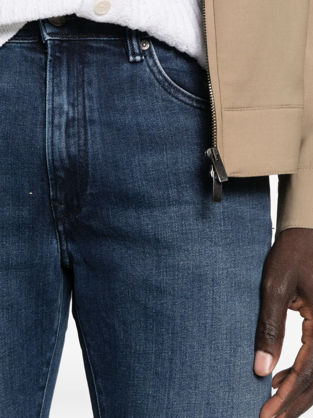 Hackett London Jeans met logopatch en riemlus Blauw