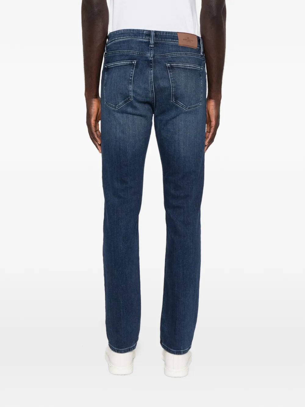 Hackett London Jeans met logopatch en riemlus Blauw