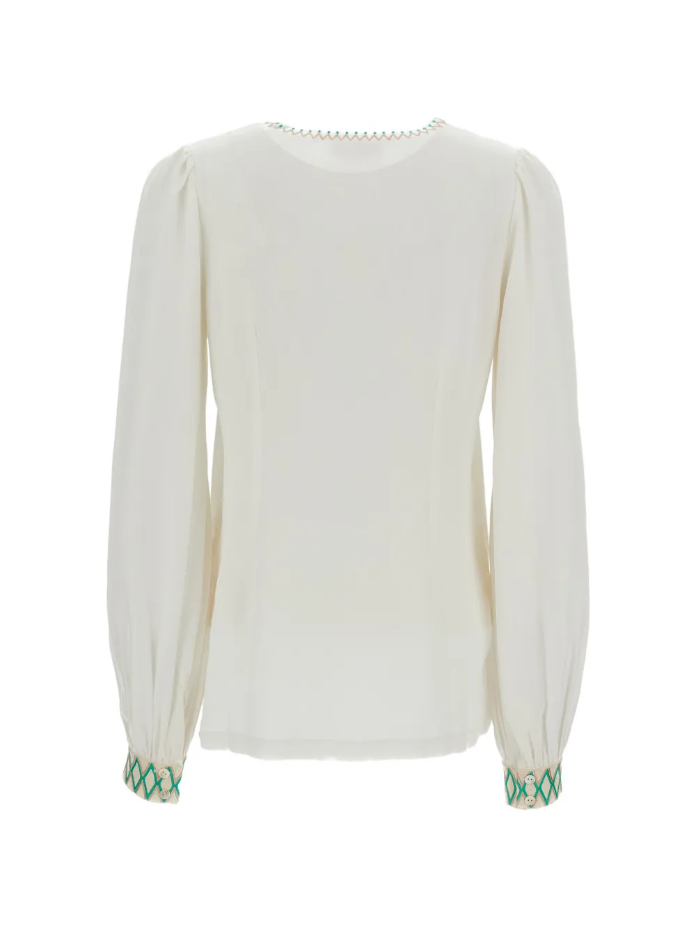 Emporio Sirenuse Vera Embroidered Silk Blouse in Neutrals, view 2