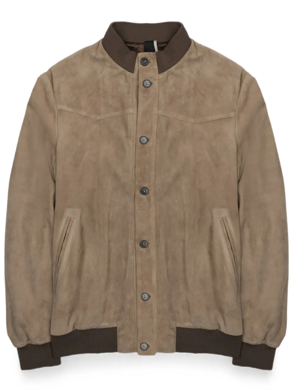 Low Brand Button-up jack met suède afwerking Beige