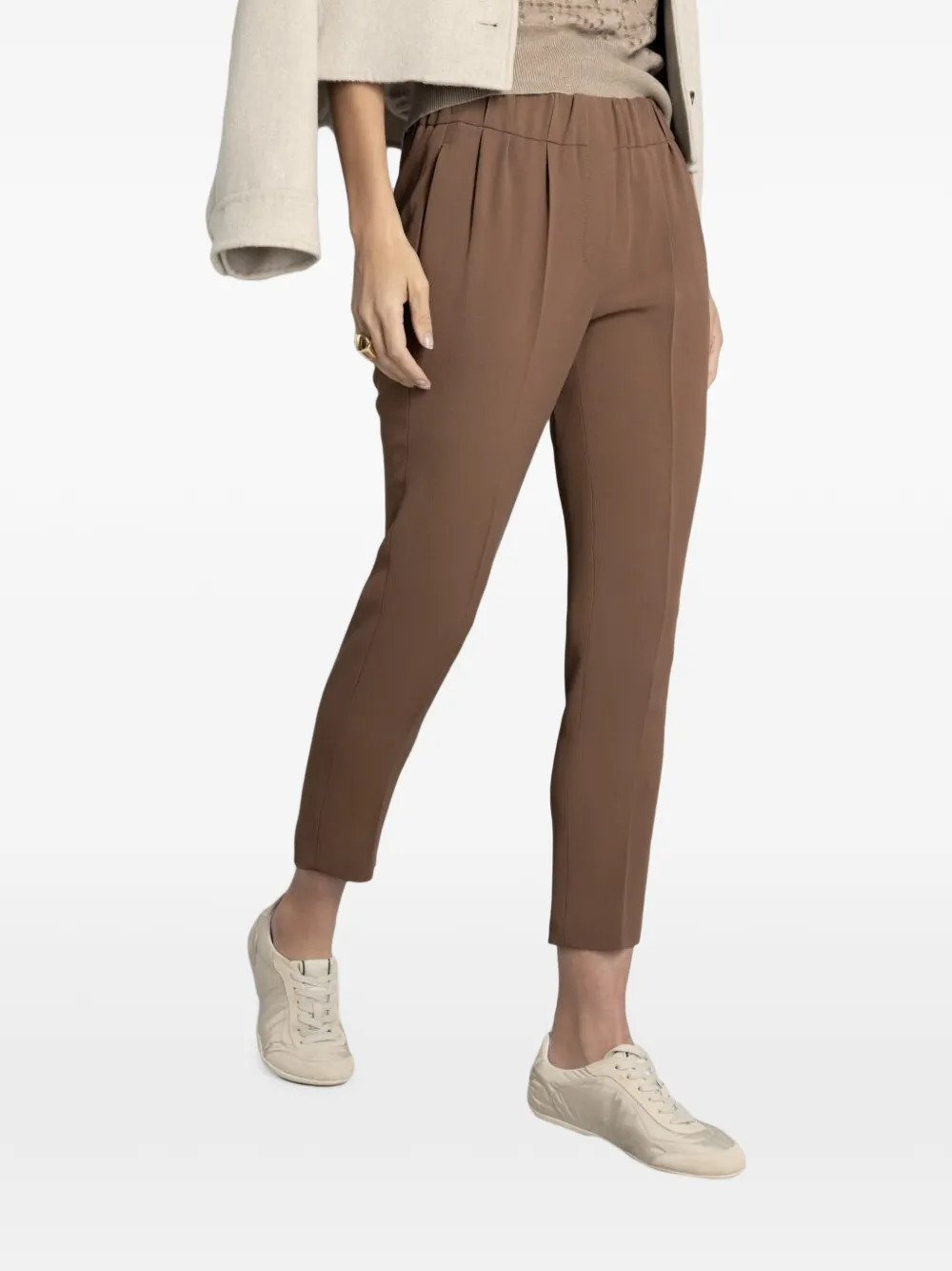 Brunello Cucinelli Broek met elastische taille Bruin