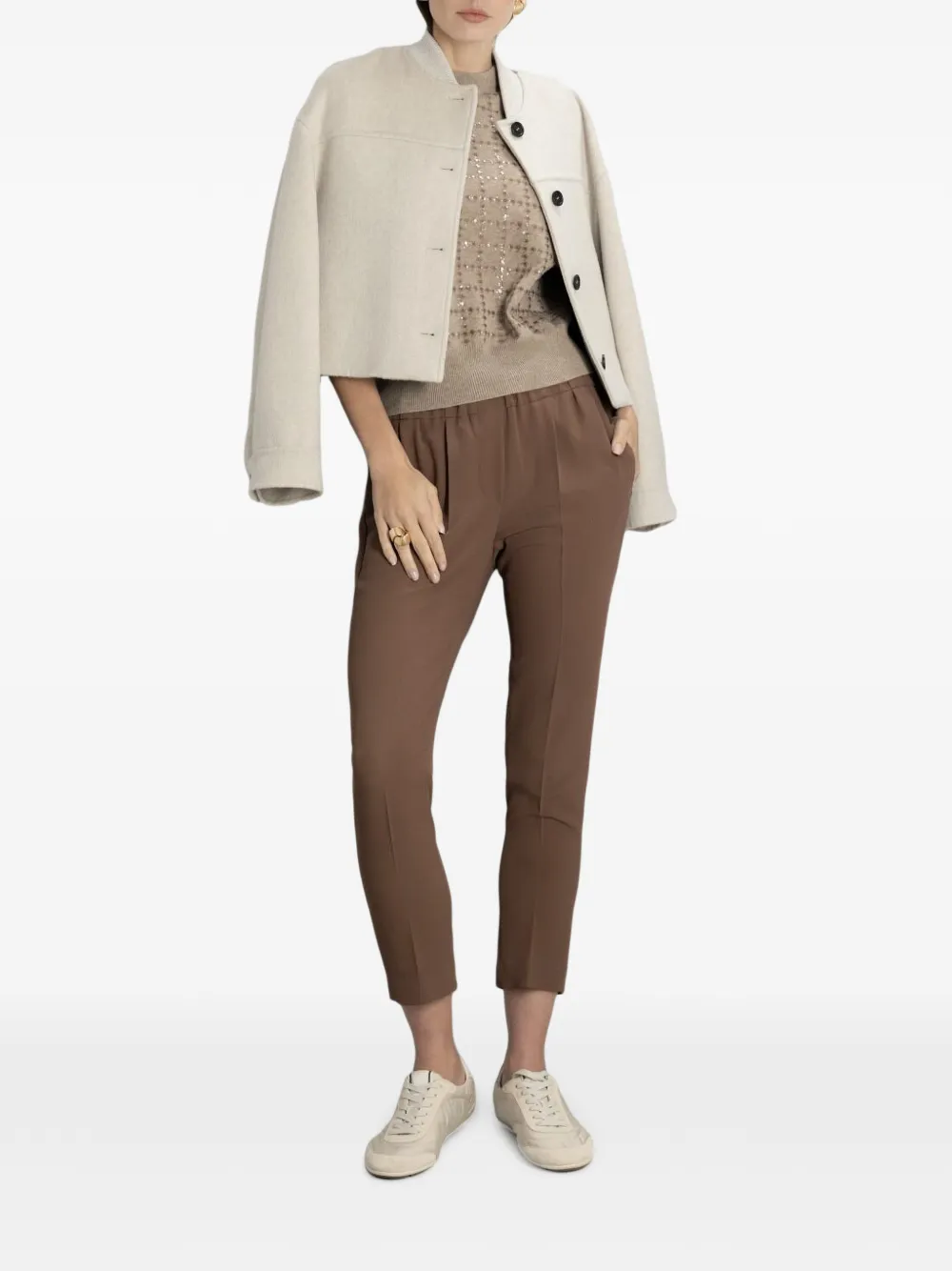 Brunello Cucinelli Broek met elastische taille Bruin