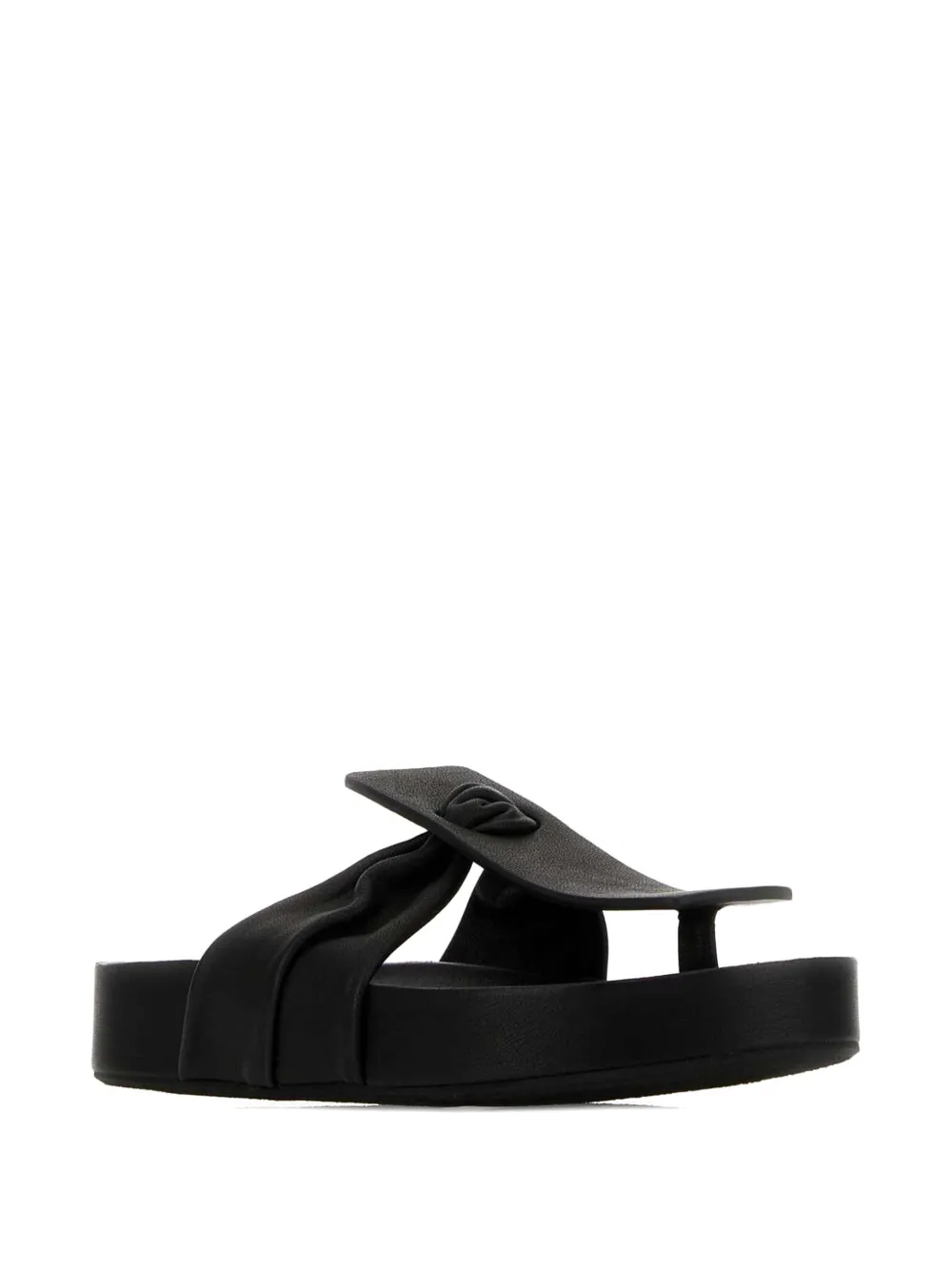 Uma Wang ruched leather sandals Zwart
