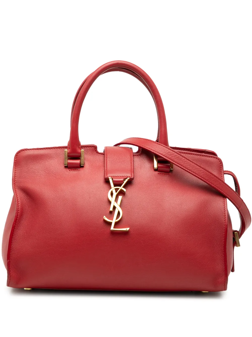 Saint Laurent Pre-Owned 2016 Baby Leather Monogram Downtown Cabas satchel - Rosso