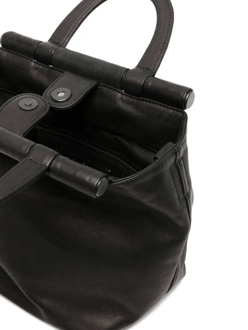 Yohji Yamamoto Leren shopper Zwart