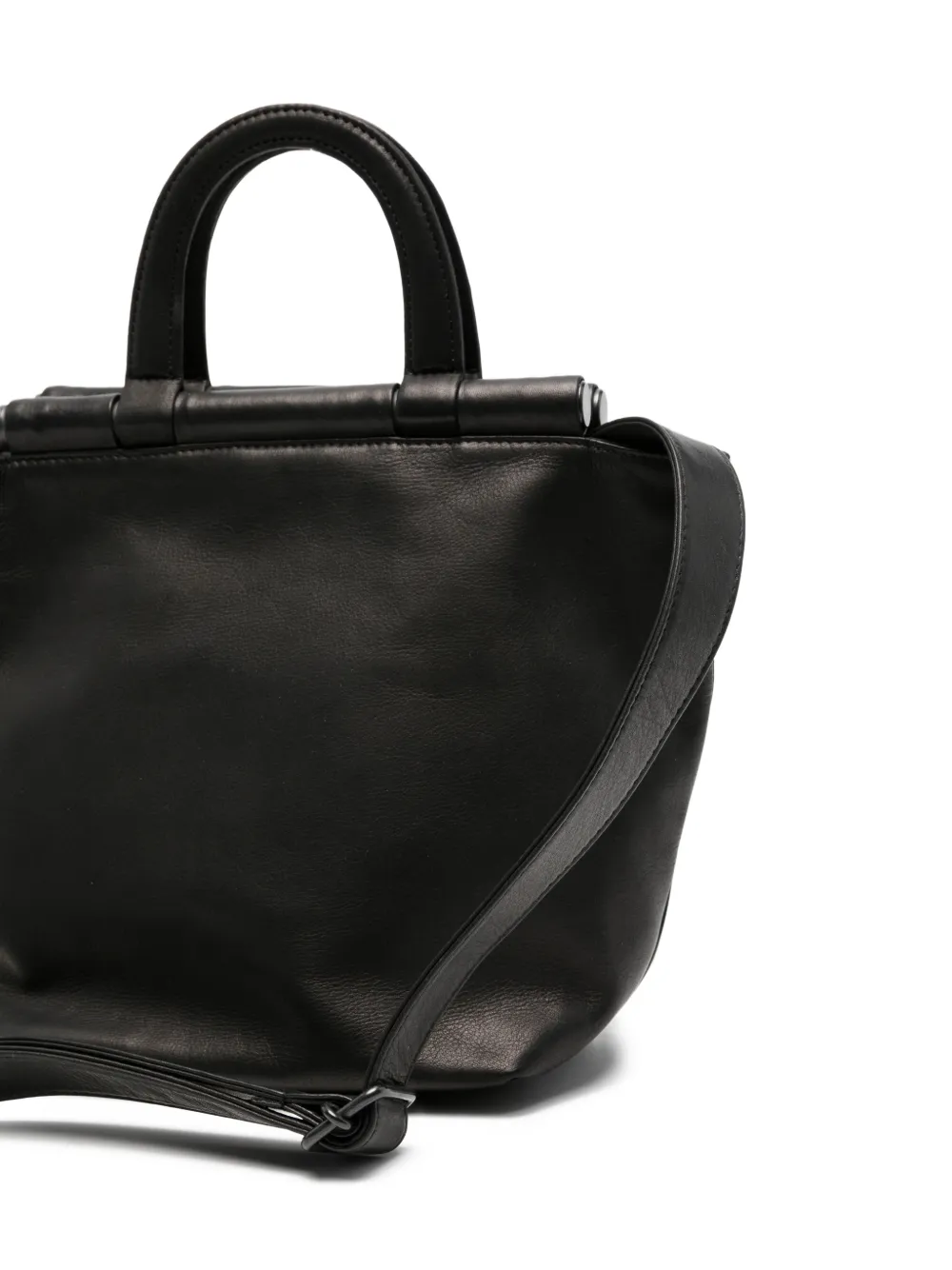 Yohji Yamamoto Leren shopper Zwart