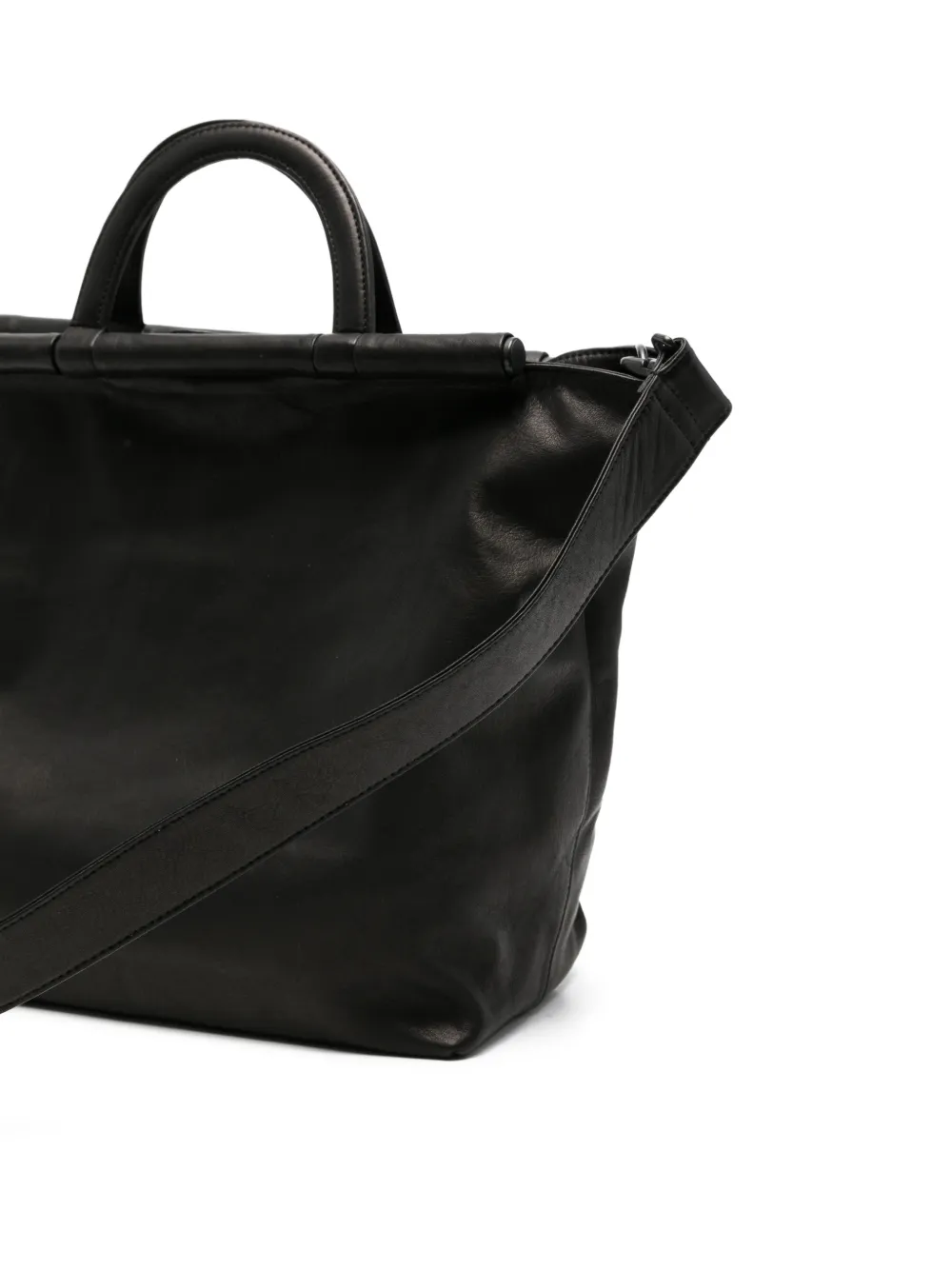 Yohji Yamamoto Leren shopper Zwart