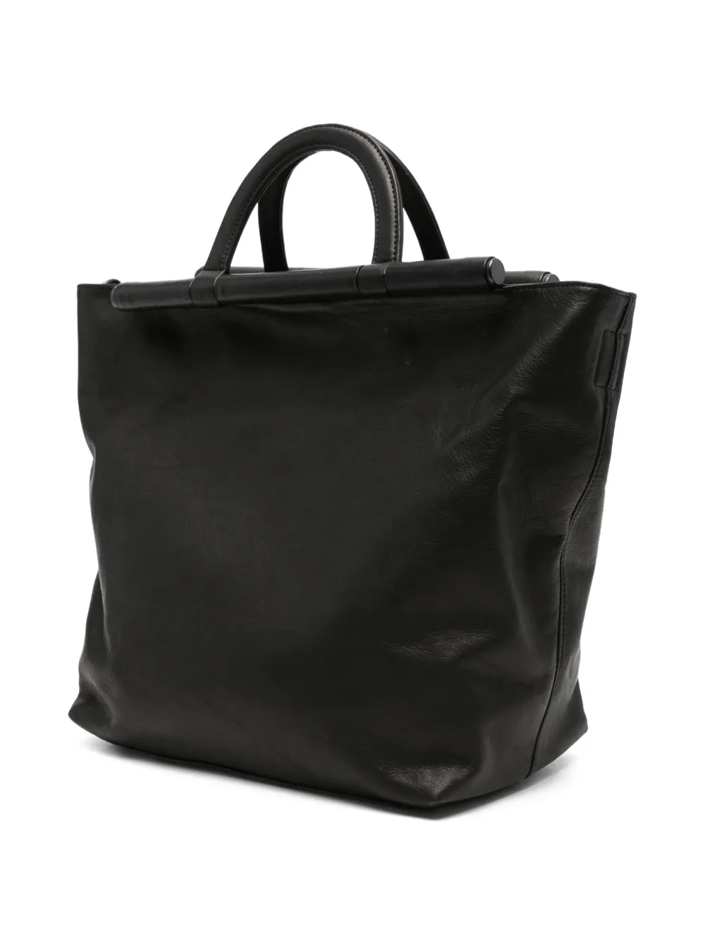 Yohji Yamamoto Leren shopper Zwart