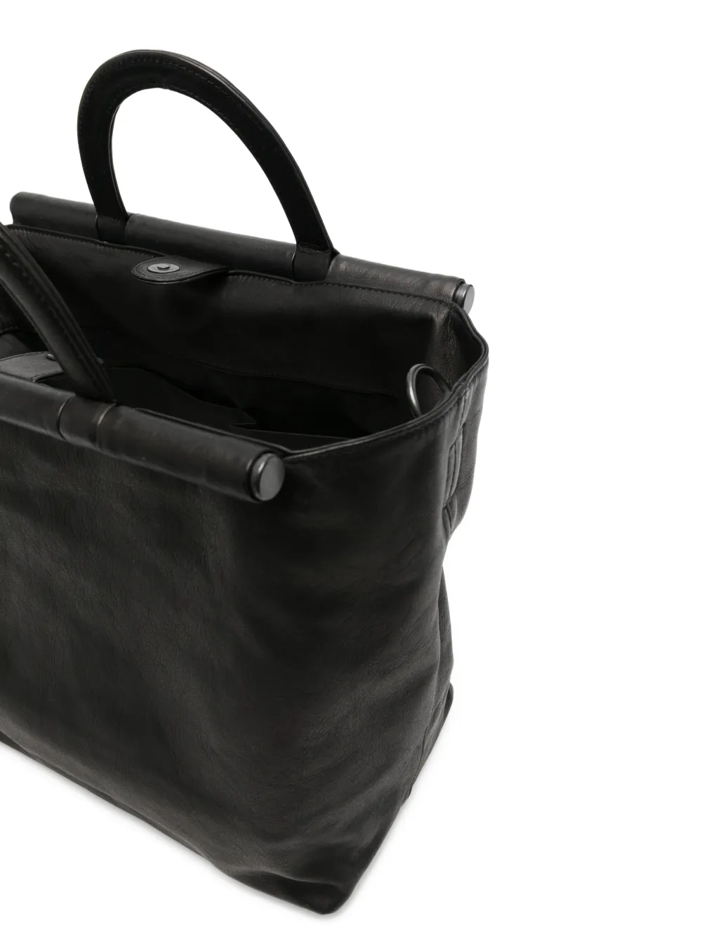 Yohji Yamamoto Leren shopper Zwart