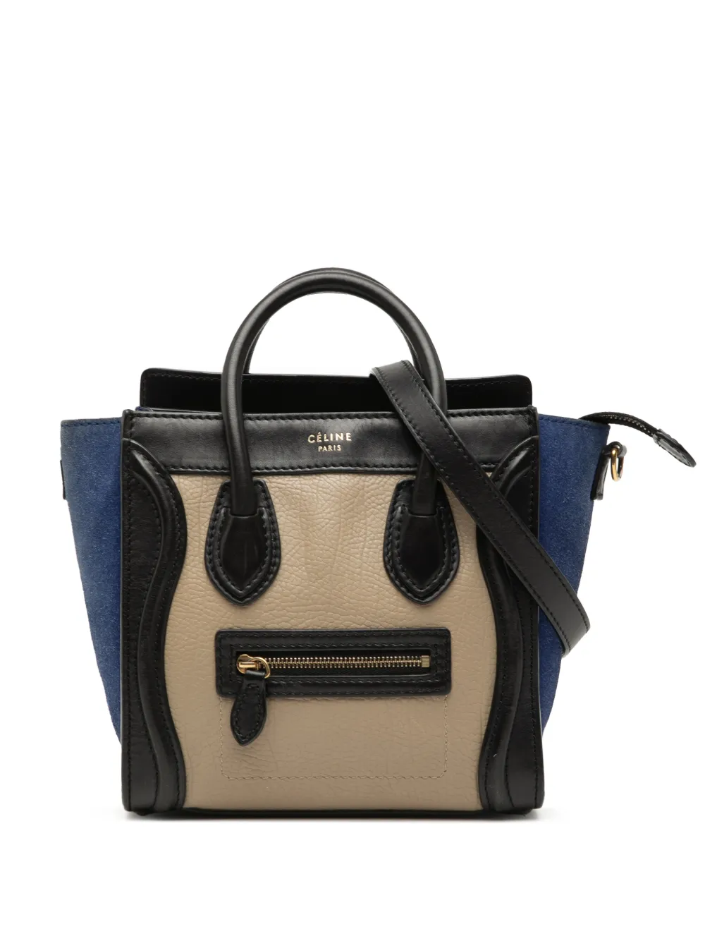 Celine Pre-Owned 2013 Nano Tricolor Calfskin and Suede Luggage Tote satchel - Toni neutri