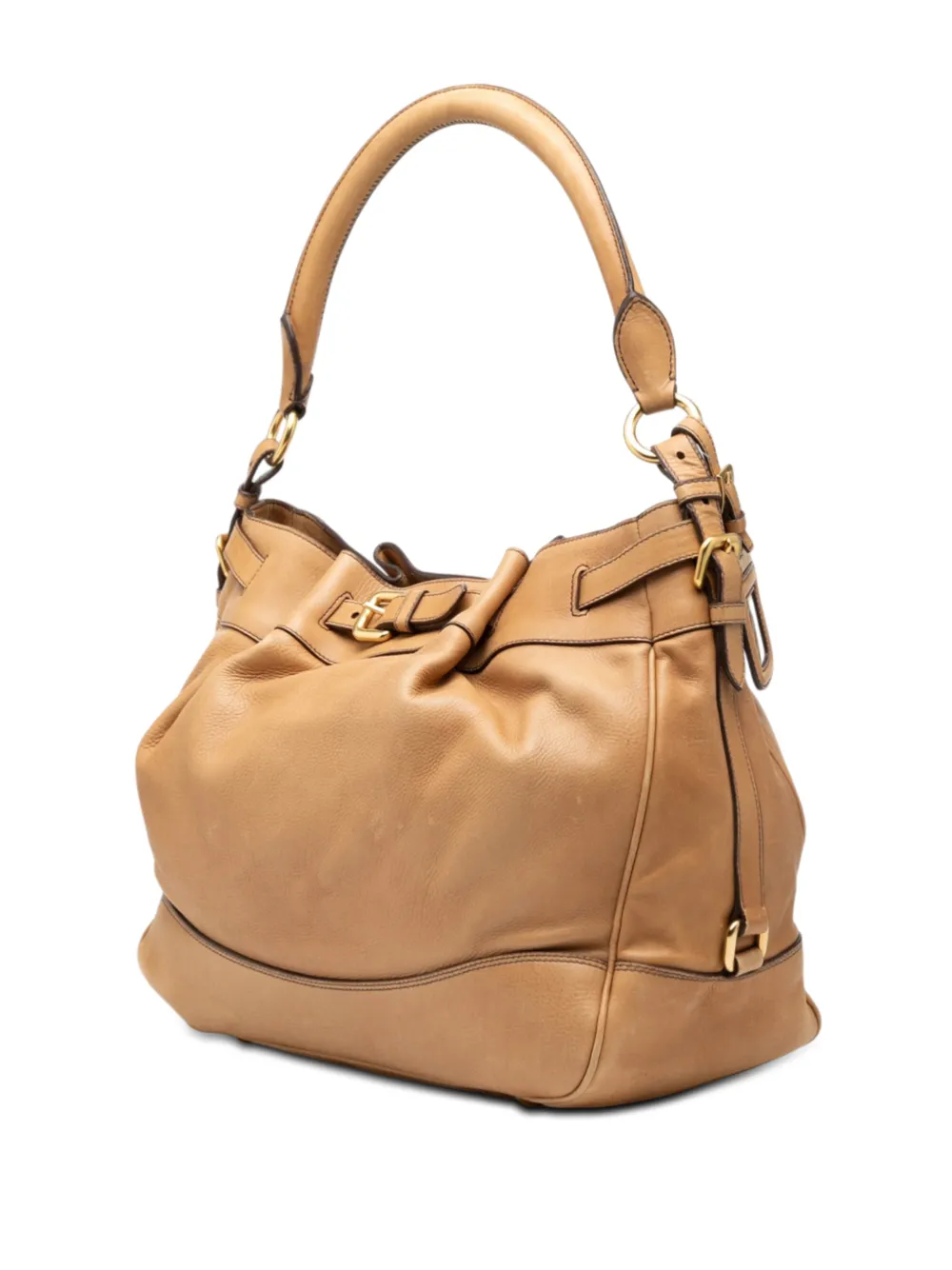 Prada Pre-owned 2010-2026 Vitello Daino Shoulder Bag in Brown, view 3