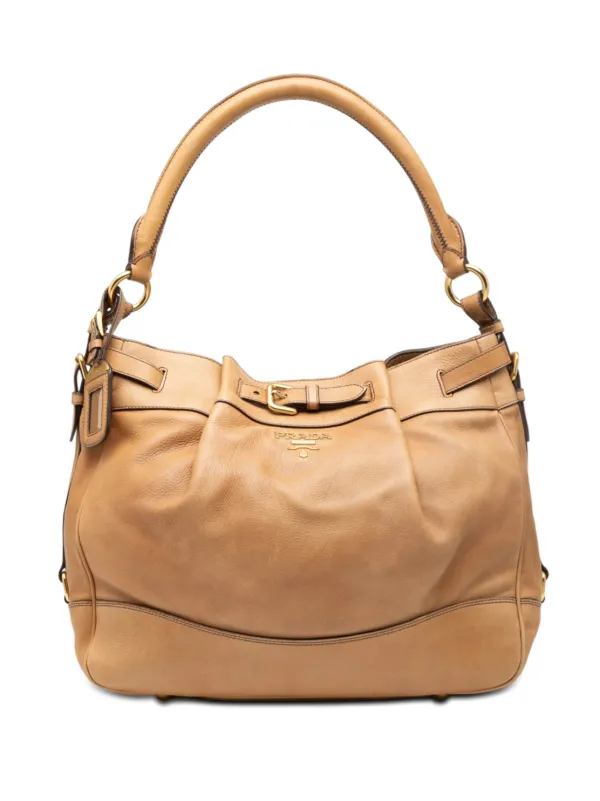 Prada Pre-owned 2010-2026 Vitello Daino Shoulder Bag in Brown