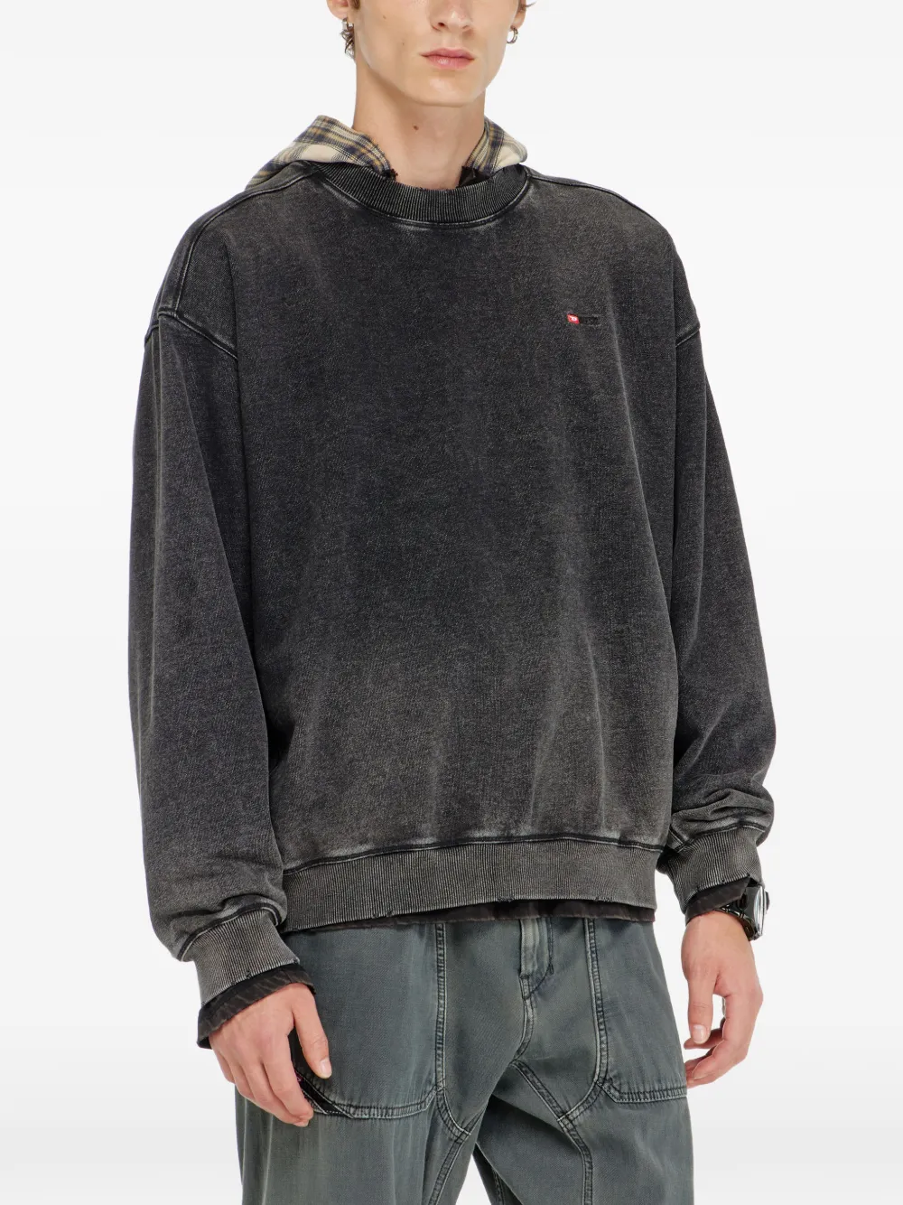 Diesel Katoenen sweater met vervaagd effect Grijs