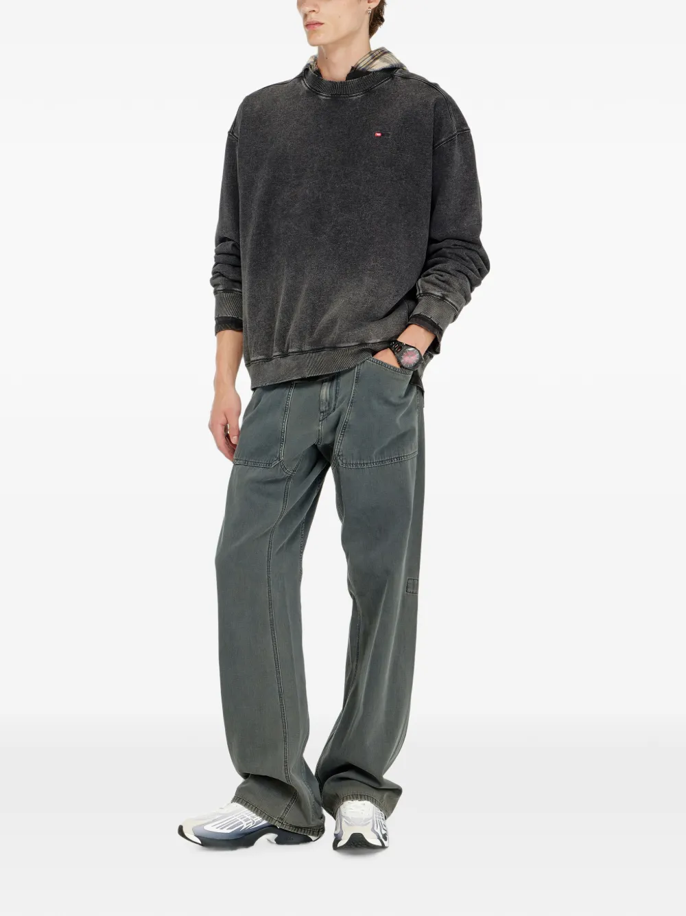 Diesel Katoenen sweater met vervaagd effect Grijs