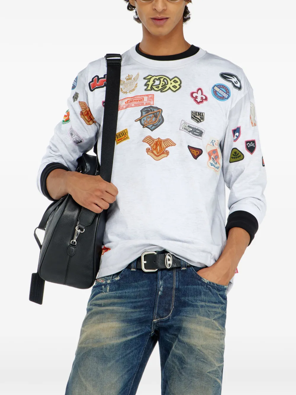 Diesel T-shirt met patches en print Wit