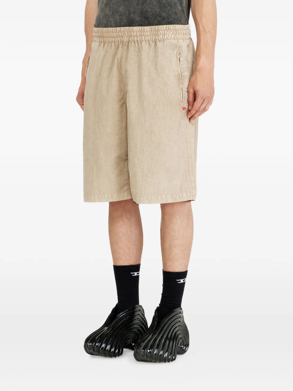 Diesel Bewerkte nylon shorts Beige