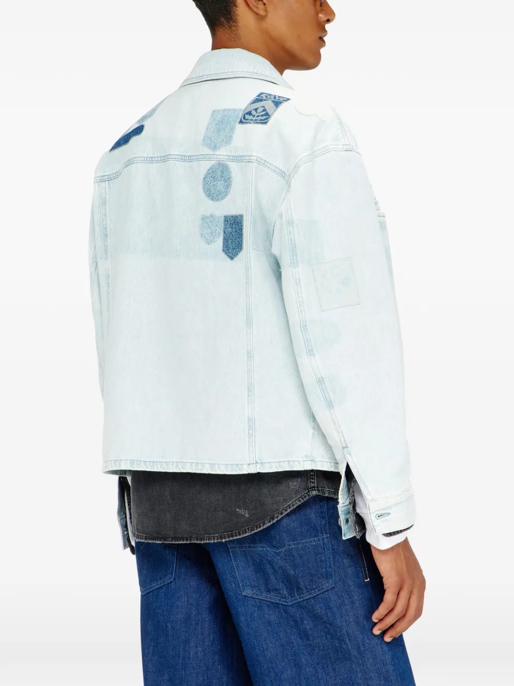 Diesel Denim shirtjack met patch-effecten Blauw