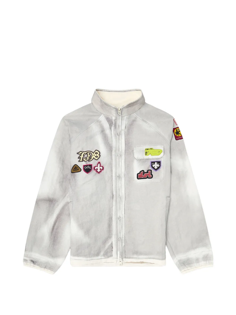 Diesel windbreaker with trompe l’oeil patches - Grau