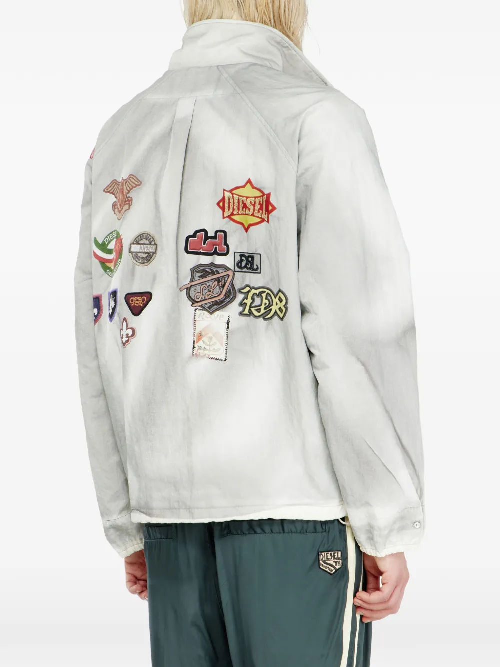 Diesel Windjack met trompe l'oeil patches Grijs