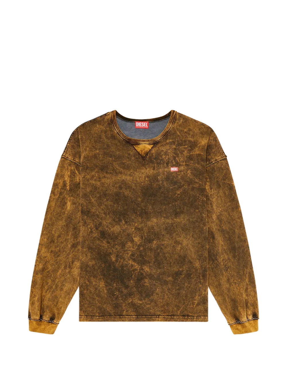 Diesel acid-wash long-sleeve T-shirt with frayed details - Marrone