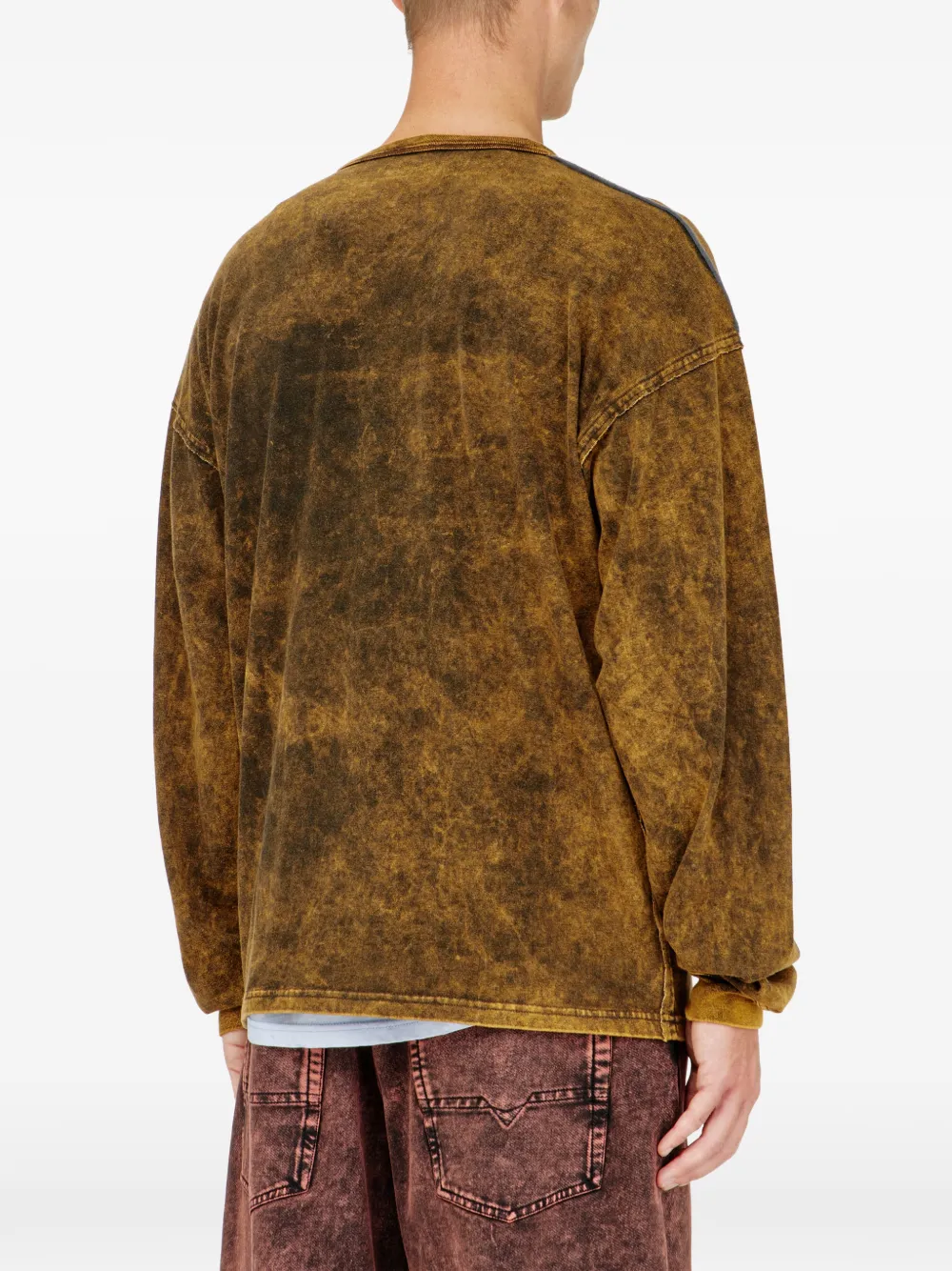 Diesel T-shirt met lange mouwen en franje Bruin