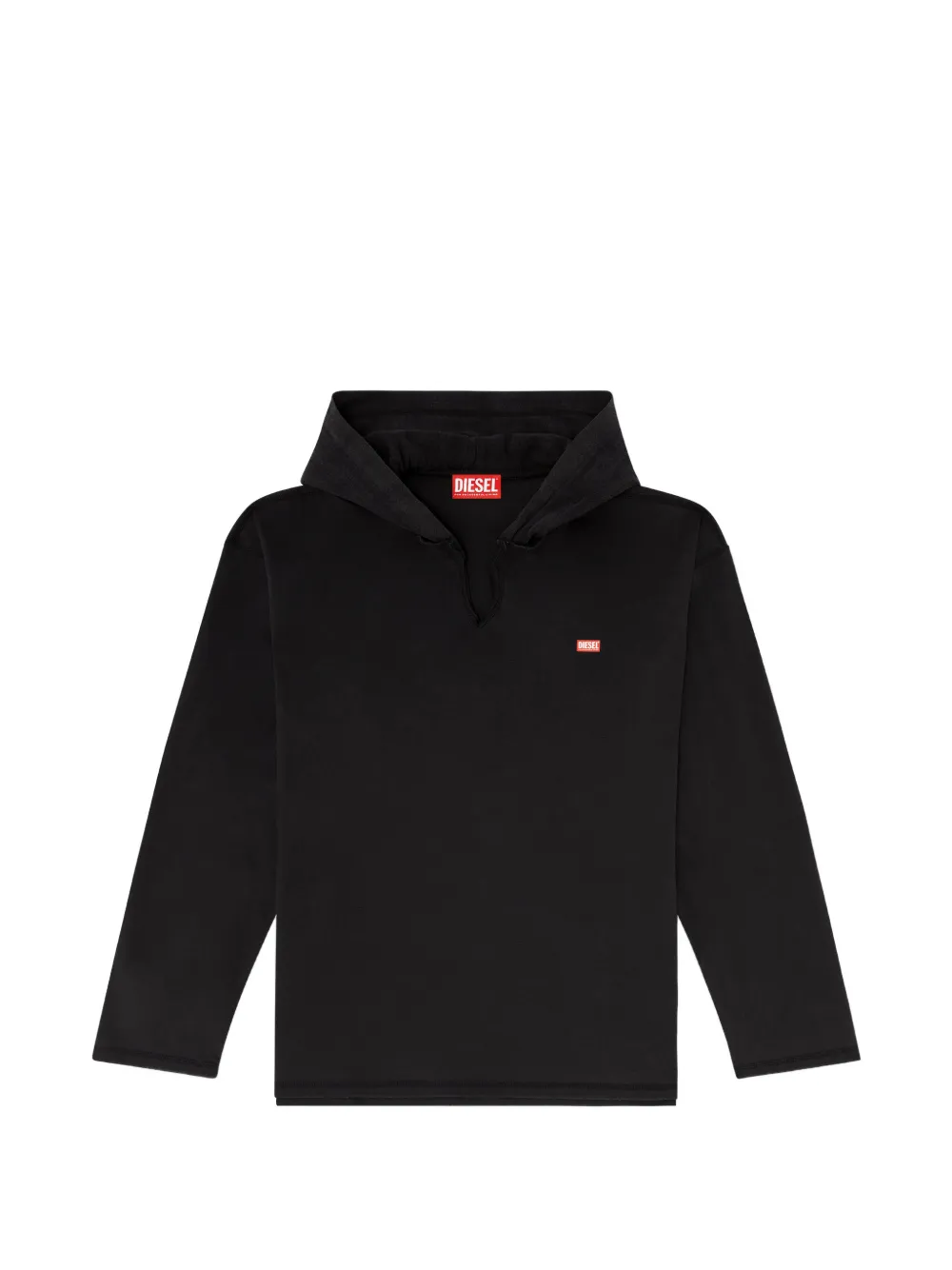 Diesel long-sleeve T-shirt with flannel hood - Schwarz