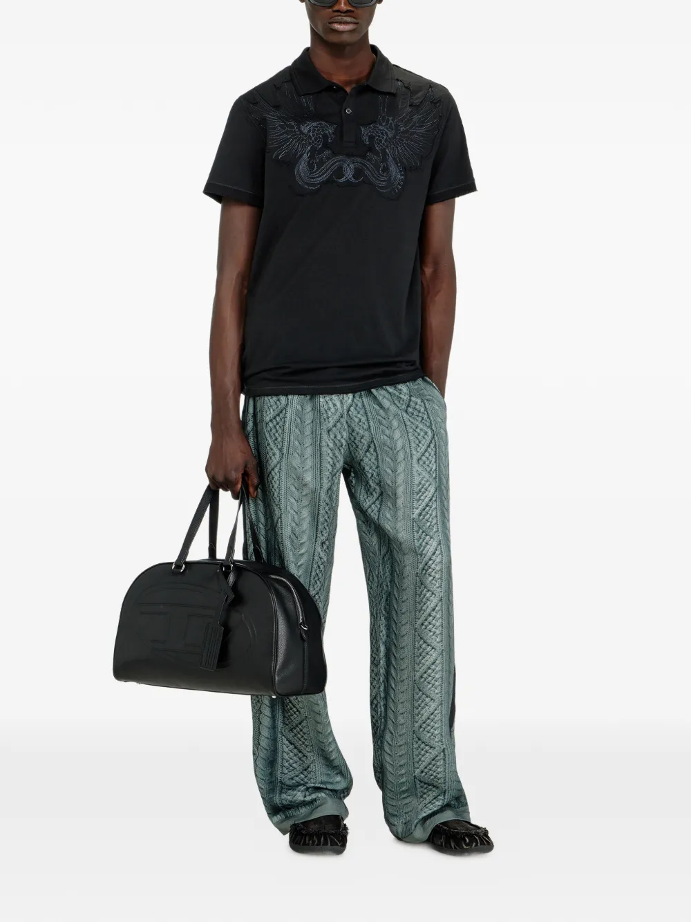 Diesel T-Phen poloshirt met borduurwerk Zwart