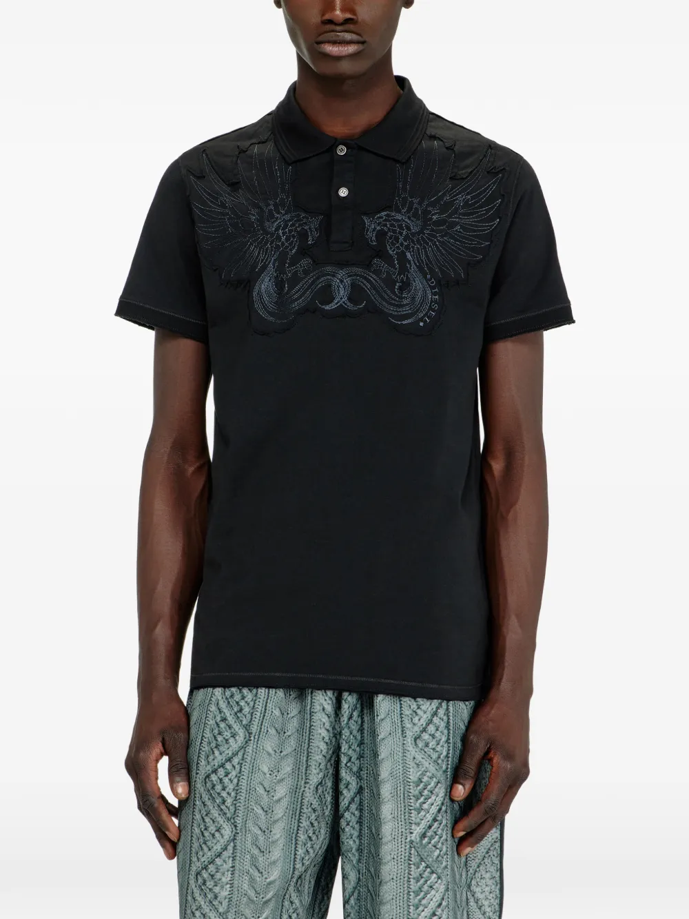 Diesel T-Phen poloshirt met borduurwerk Zwart