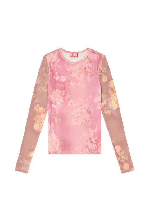 Diesel top in floral-print ribbed jersey