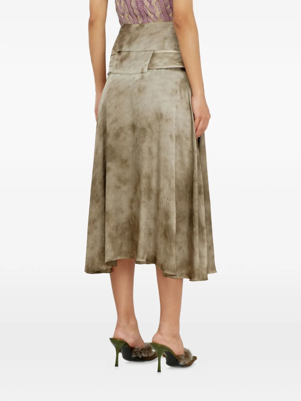 Diesel Midi-rok met ceintuur en logo-jacquard Beige