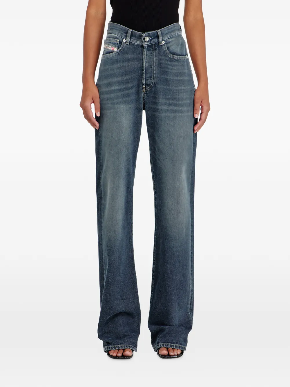 Diesel 1971 D-Sent jeans met wijde pijpen Blauw
