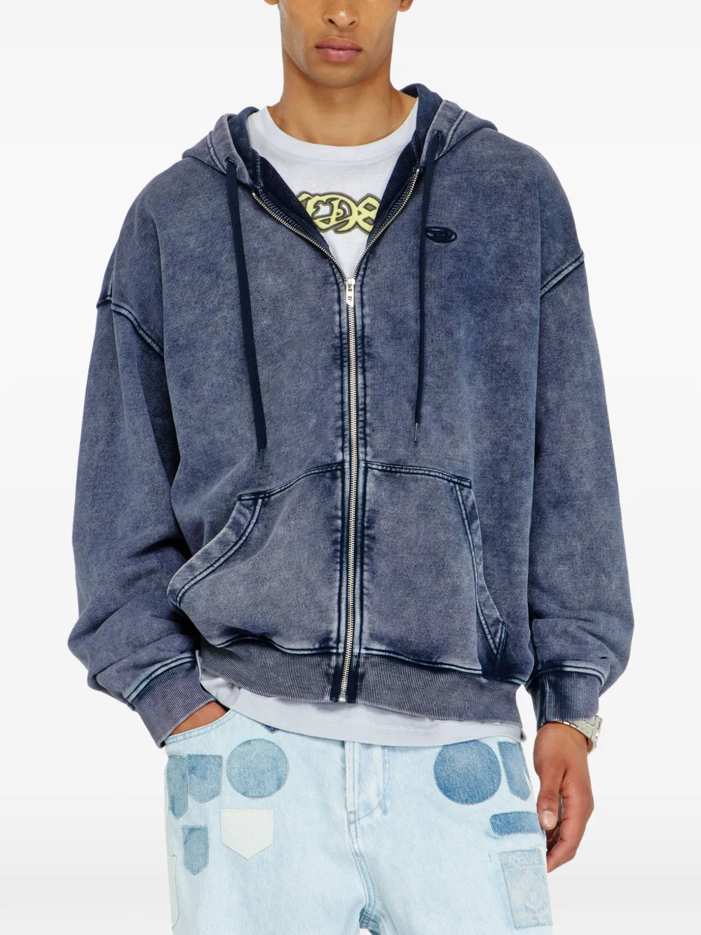 Diesel S-Boxt-Hood-Zip-Den trui Blauw