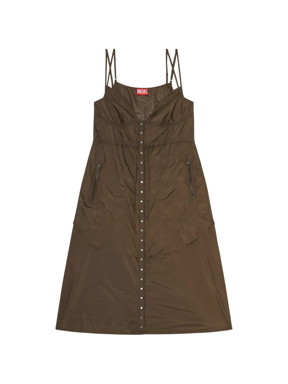 Diesel layered midi dress - Marrone